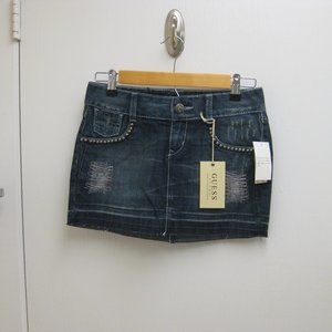 NWT Guess studded destroyed denim mini skirt 24